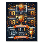 Golden Basketball Championship Trophy Scoreboard Rug