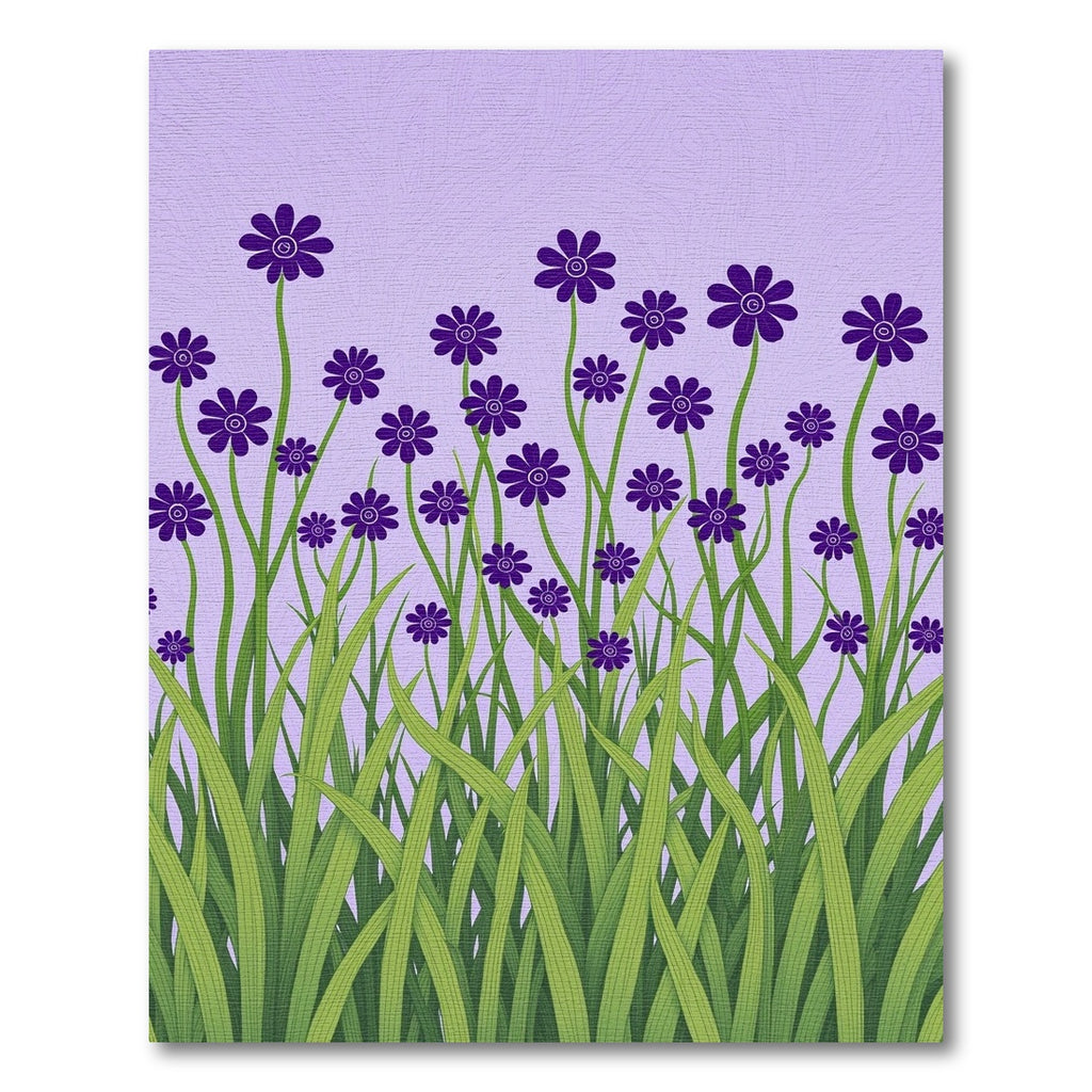 Field Of Purple Flowers With Grass Rug