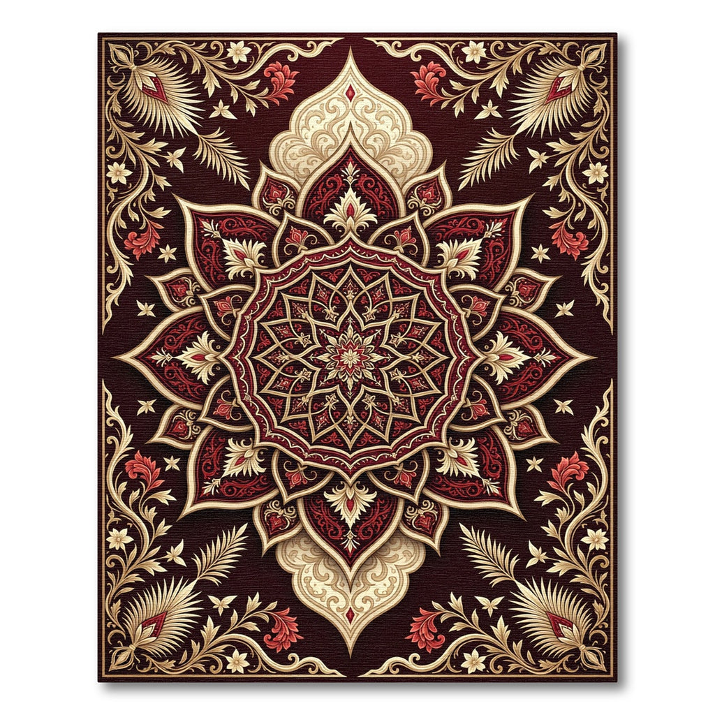 Crimson Gold Floral Medallion Rug