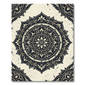Ornate Black Floral Mandala Medallion Rug