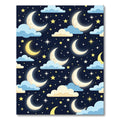Dreamy Crescent Moon and Stars Night Rug