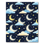 Dreamy Crescent Moon and Stars Night Rug