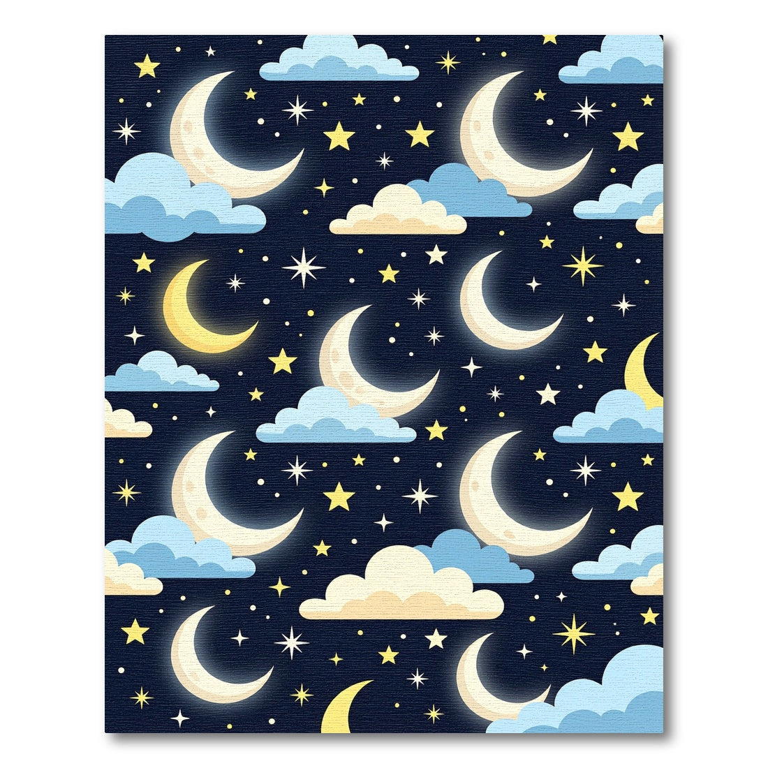 Dreamy Crescent Moon and Stars Night Rug