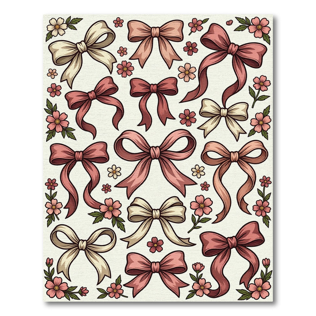 Blush Ribbon and Petal Floral Arrangement Rug