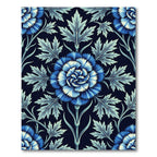 Deep Blue Floral Nature Aesthetic Rug