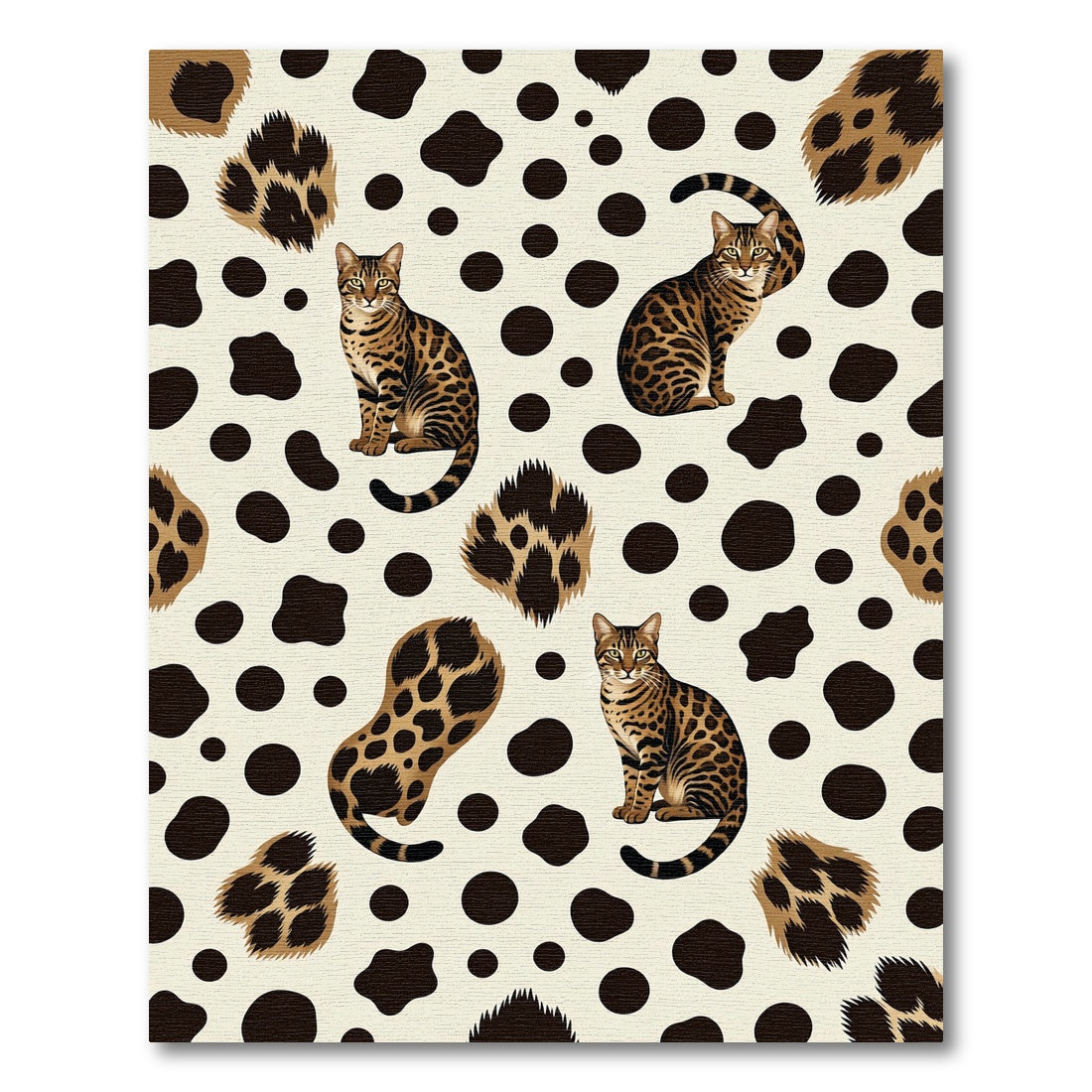 Brown Bengal Cats Animal Print Rug