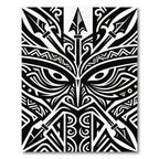 Bold Monochrome Polynesian Warrior Tribal Art Rug