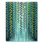 Cascading Willow Leaf Green Forest Wall Rug