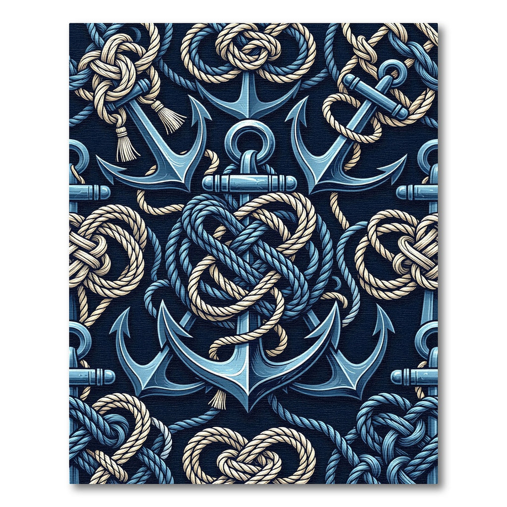 Nautical Blue Anchor Rope Medley Rug