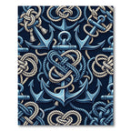 Nautical Blue Anchor Rope Medley Rug