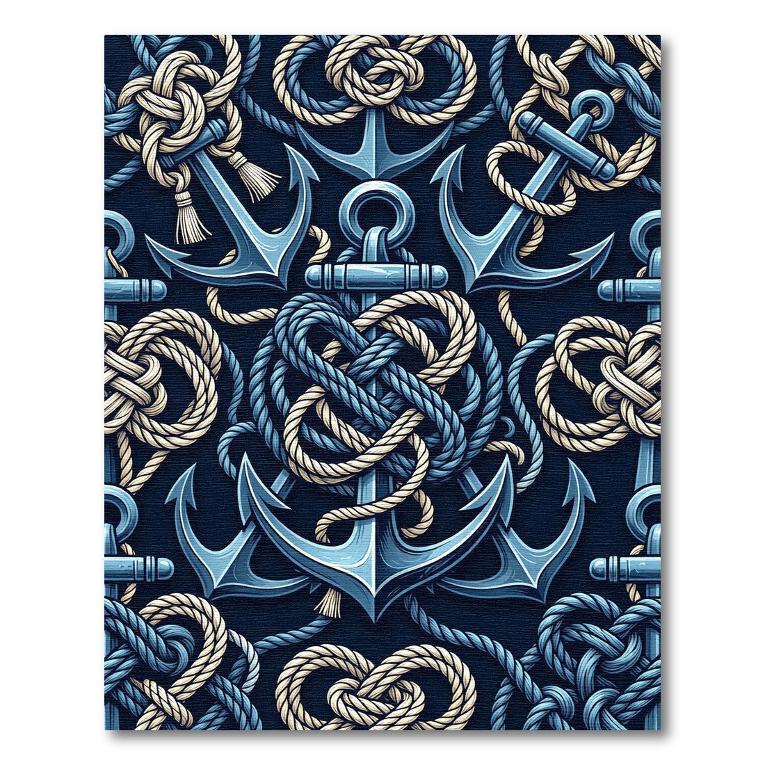 Nautical Blue Anchor Rope Medley Rug