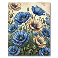 Blue Cream Poppy Garden Arrangement Rug