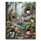 Whimsical Mouse Woodland Forest Scene Rug