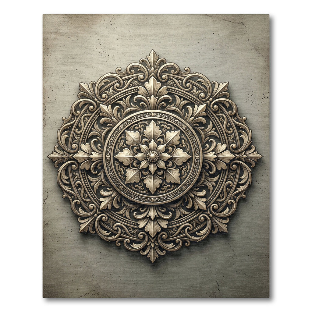 Elegant Bronze Floral Medallion Accent Rug