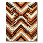 Retro Orange Brown Geometric Chevron Rug