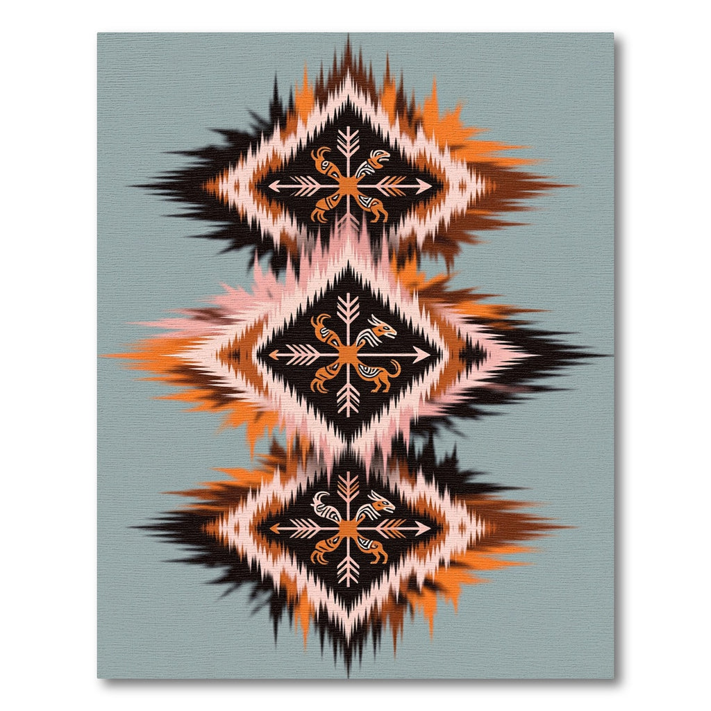 Tribal Orange Ikat Animal Diamond Staircase Rug