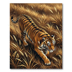 Golden Tiger Amidst Tall Grass Rug