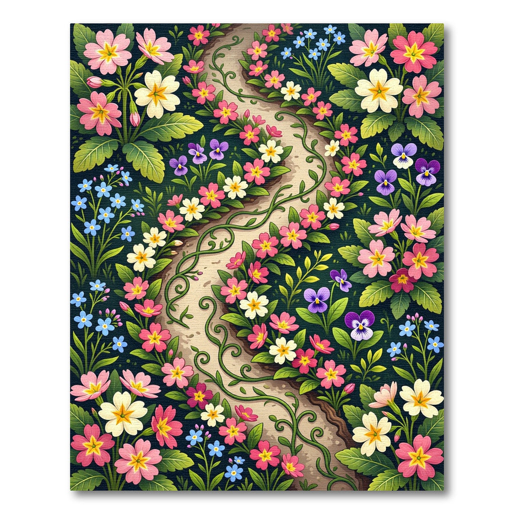 Wildflower Meadow Winding Garden Path Rug