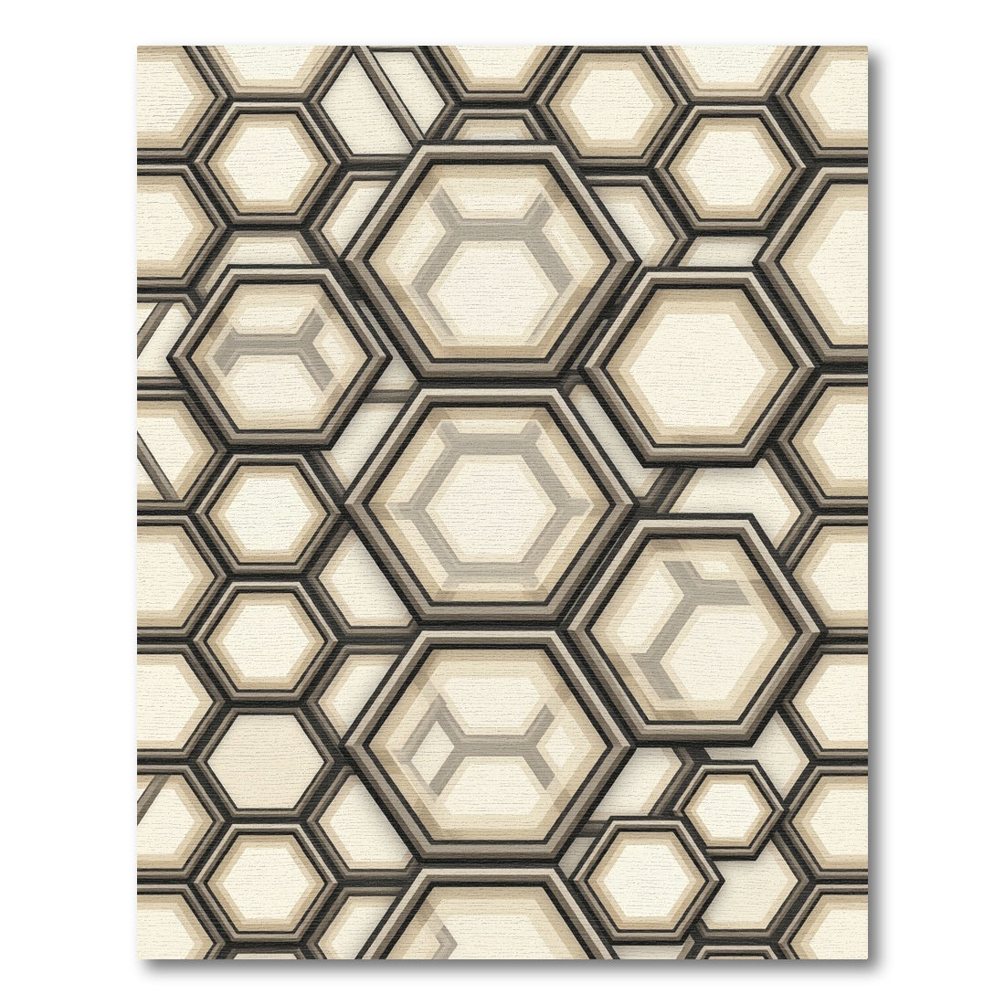 Sophisticated Neutral Geometric Hexagon Rug