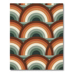 Retro Earthy Tone Rainbow Arc Area Rug