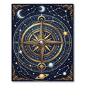 Golden Celestial Compass Starry Night Rug
