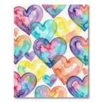 Watercolor Rainbow Heart Collage Rug