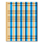 Modern Blue and Gold Plaid Grid Rug