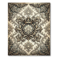 Elegant Gold Damask Crown Crest Rug