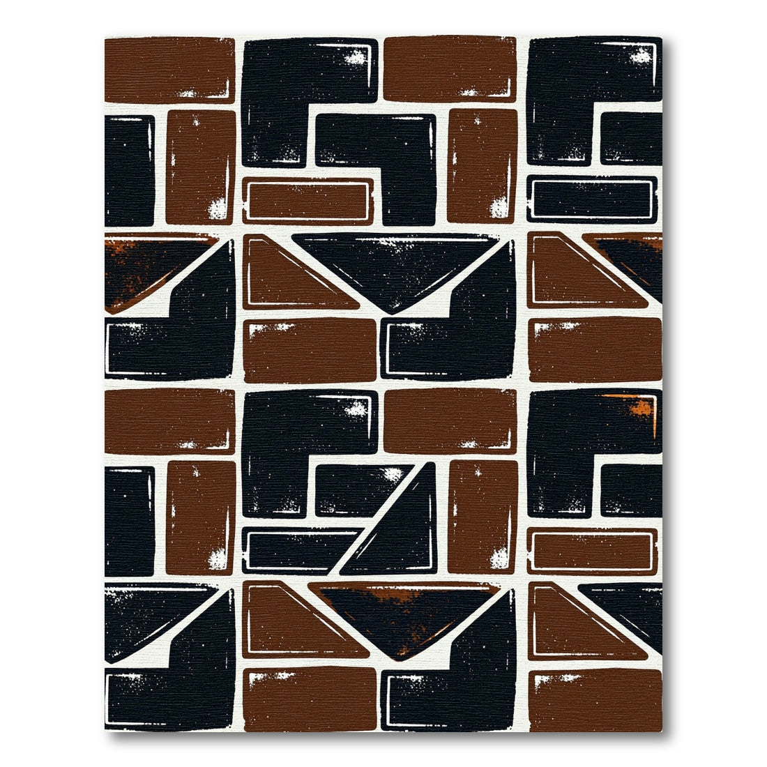 Modern Black And Brown Geometric Block Rug