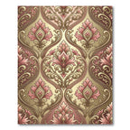 Ornate Pink Floral Damask Gold Rug