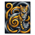 Dynamic Orange Gray Swirl Cats Rug