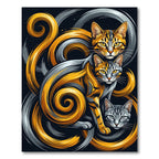 Dynamic Orange Gray Swirl Cats Rug