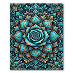 Turquoise Rose Mandala Bloom Rug