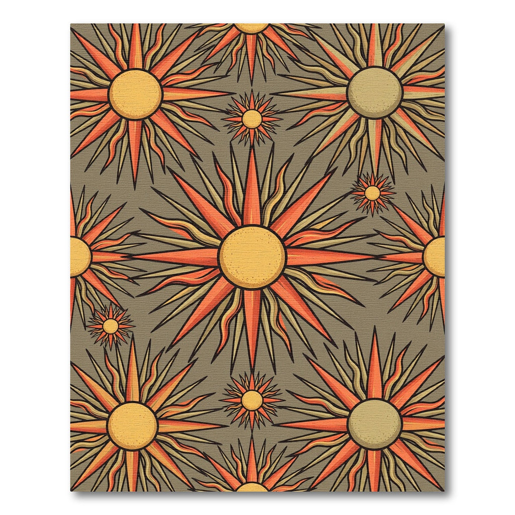 Earthy Retro Sun Celestial Burst Rug