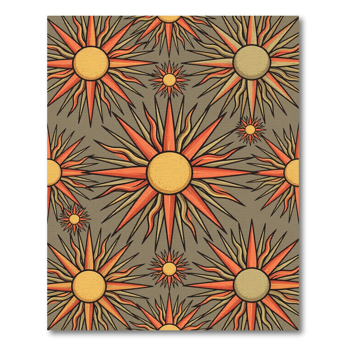 Earthy Retro Sun Celestial Burst Rug