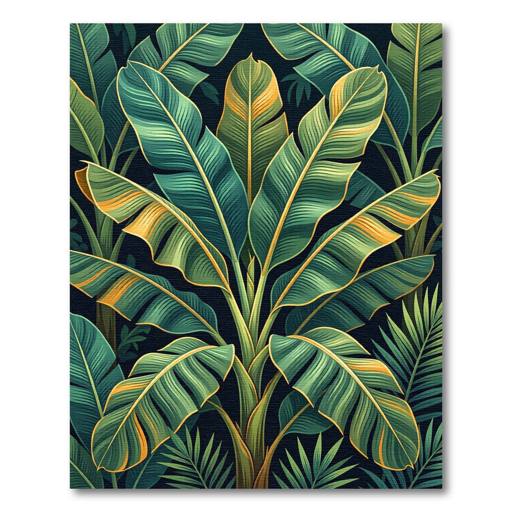 Lush Green Tropical Banana Leaf Canopy Rug