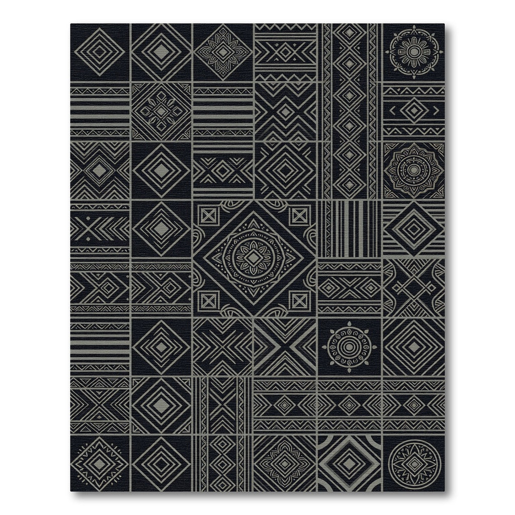 Monochrome Geometric Patchwork Composition Rug