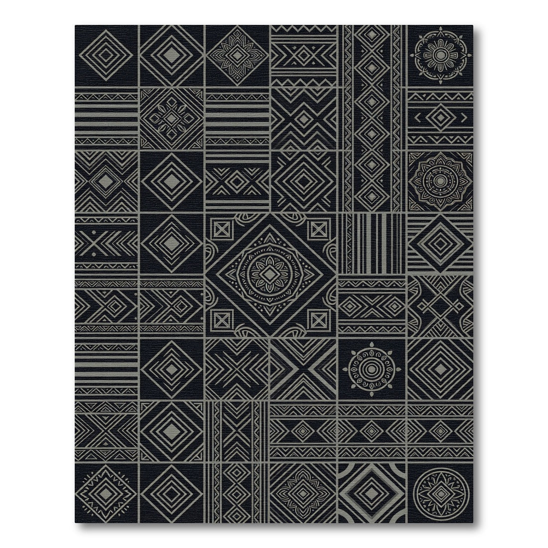 Monochrome Geometric Patchwork Composition Rug