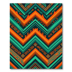 Vibrant Geometric Chevron Aztec Orange Teal Rug