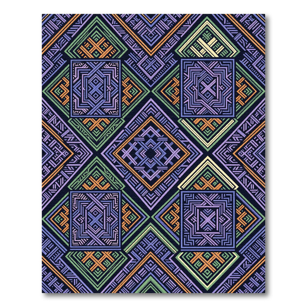 Geometric Multicolored Lattice Diamond Rug