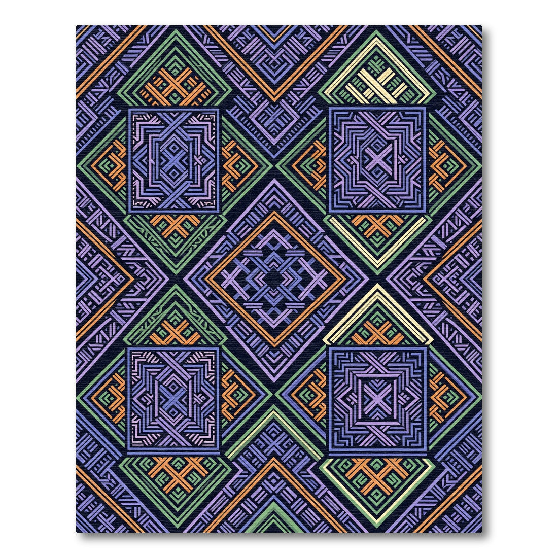 Geometric Multicolored Lattice Diamond Rug