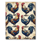 Vintage Farmhouse Rooster Art Collage Rug
