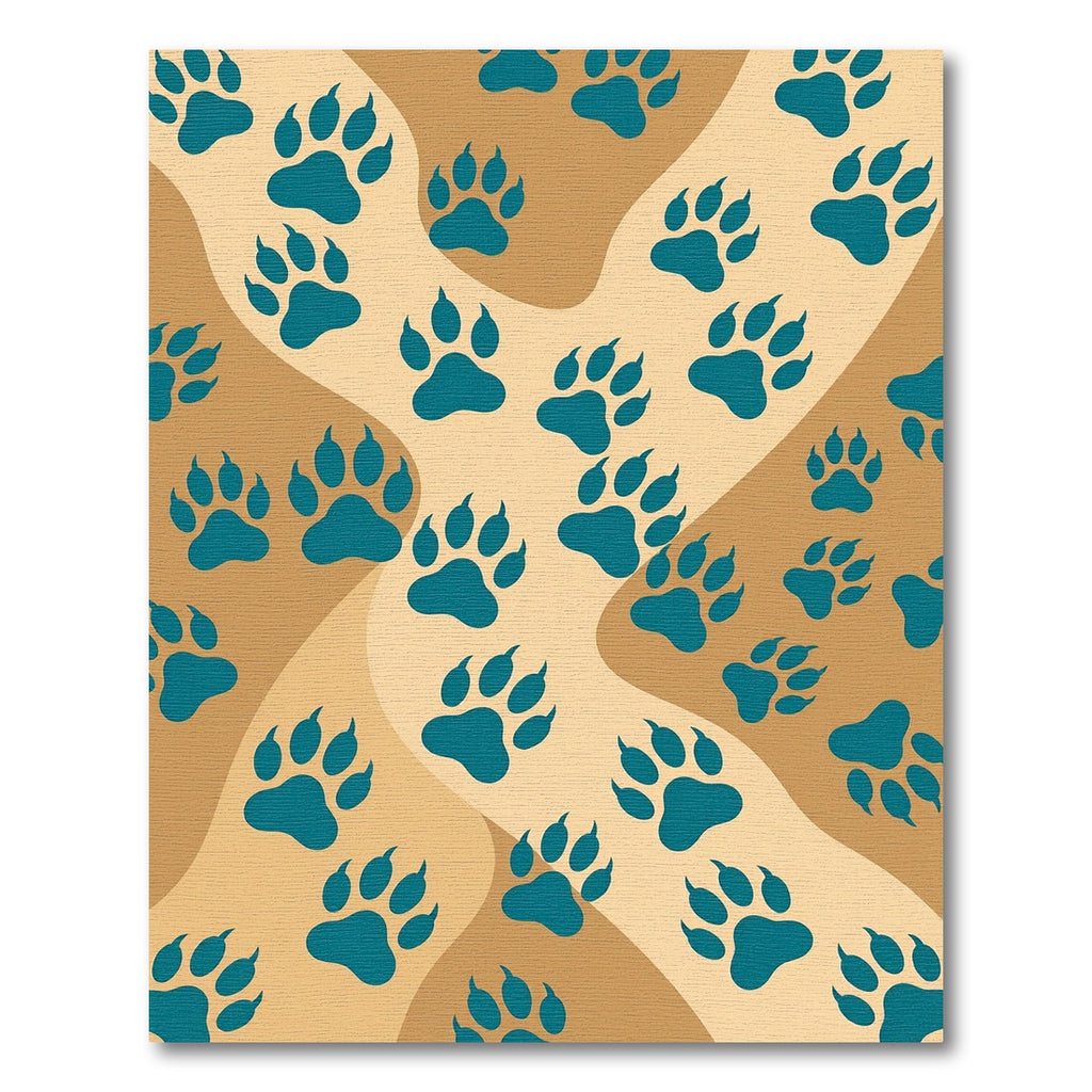 Teal Paw Print Wave Area Rug