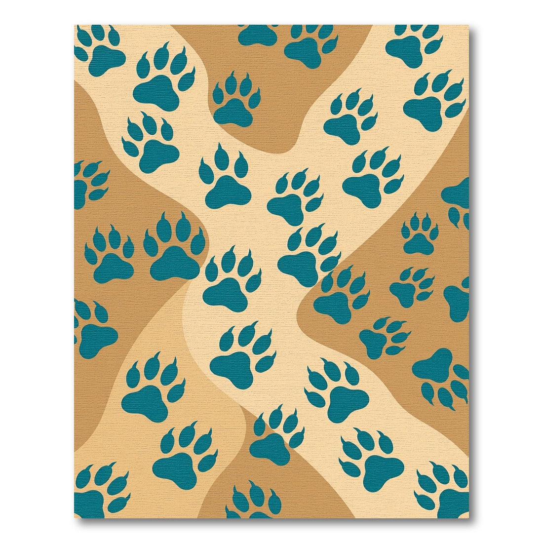 Teal Paw Print Wave Area Rug