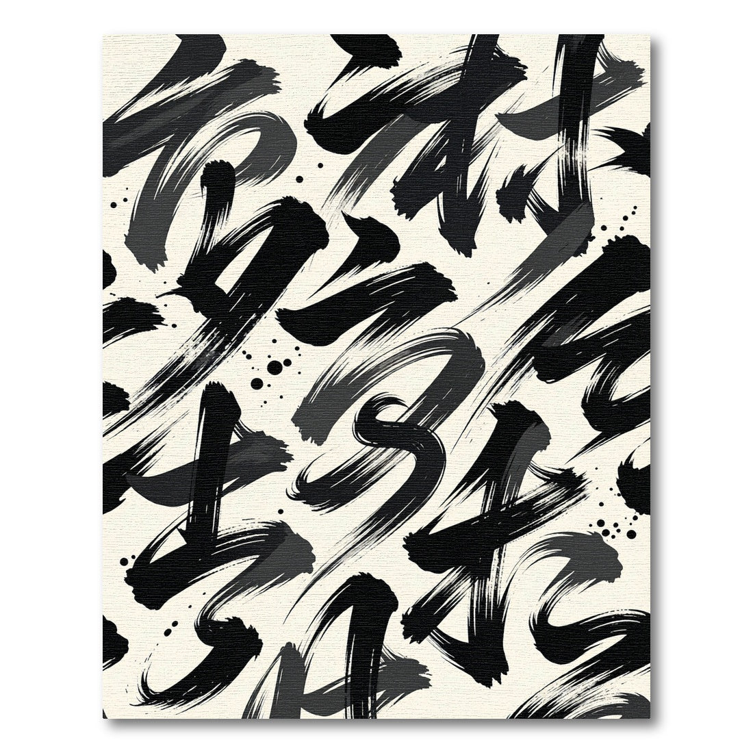 Bold Black Ink Brushstroke Composition Rug