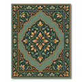 Emerald Gold Floral Inlay Medallion Rug
