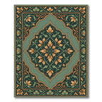 Emerald Gold Floral Inlay Medallion Rug