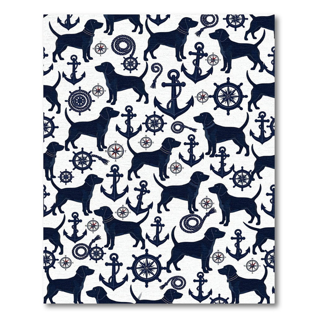 Navy Nautical Labrador Compass Anchor Rug