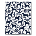 Navy Nautical Labrador Compass Anchor Rug