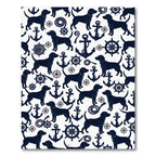 Navy Nautical Labrador Compass Anchor Rug